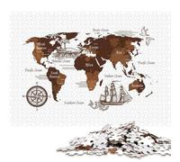 1000 Pieces Vintage Map Jigsaw Square Puzzle for Adults Paper Puzzles Unique Challenge Games 38x26cm/1000pcs