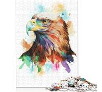 1000 Pieces 'Watercolor Bald Eagle Art Jigsaw Puzzle Wooden Puzzle Adult Jigsaw Puzzle Sustainable Puzzle for Adults 1000pcs (75x50cm)