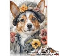 1000 Pieces Watercolor Painting Flower Dog Jigsaw Puzzles for Adults Paper Puzzles for Adults Teenager Man Woman Gift 1000pcs (38x26cm)