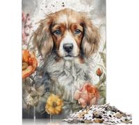 1000 Pieces Watercolor Painting Flower Dog Paper Puzzles Paper Puzzles for Adults& Teenagers Age 12 Years Up 1000pcs (38x26cm)