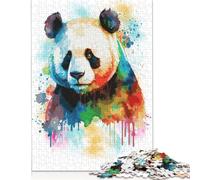 1000 Pieces 'Watercolor Panda Painting Creative Square Jigsaw Puzzles for Adults & Wooden Puzzles Challenging Game 1000pcs (75x50cm)