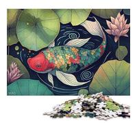 1000 Pieces Watercolor Pond Artwork Creative Square Jigsaw Puzzles for Adults & Wooden Puzzles Challenging Game 1000pcs (75x50cm)