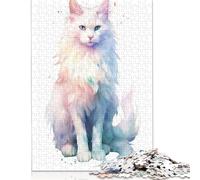 1000 Pieces Watercolor Turkish Angora Jigsaw Puzzle Difficulty Puzzle Education Games Toys 1000pcs (75x50cm)