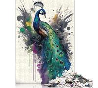 1000 Pieces Watercolour Peacock Puzzle Jigsaw Adults Jigsaw Difficulty Jigsaw Educational Game Toy Family Decoration 1000pcs (75x50cm)