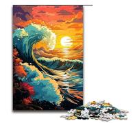 1000 Pieces Waves Under Sunset Adult Jigsaw Puzzles Family Fun Family Game Stress Reliever Difficult Challenge 75x50cm