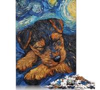 1000 Pieces Welsh Terrier Puppy Starry Night Jigsaw Puzzles for Adults Intellectual Game Jigsaw Puzzle Toys for Kids 1000pcs (75x50cm)