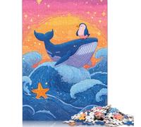 1000 Pieces Whale, Penguin, And Starfish Ocean Adventure Creative Square Jigsaw Puzzles for Adults & Wooden Puzzles Challenging Game 1000pcs (75x50cm)