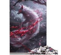 1000 Pieces White Kitsune Fox Jigsaw Puzzles Adults Difficulty Puzzles Strengthen Relationships between Family Members 1000pcs (38x26cm)