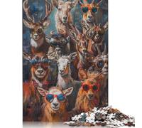 1000 Pieces Wild Cool Animals Painting Jigsaw Puzzle Wooden Puzzle Adult Jigsaw Puzzle Sustainable Puzzle for Adults 1000pcs (75x50cm)