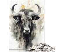 1000 Pieces Wildebeest Beauty Art Jigsaw Puzzles for Adults Paper Puzzle Educational Game for Adult Teenagers 1000pcs (75x50cm)