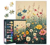 1000 Pieces Wildflower Meadow Jigsaw Puzzles 27.5"X19.7" Vintage Botanical Illustration Aesthetic Summer Garden Floral Puzzle Art Elegant Nature Inspired Gift for Adults Decor
