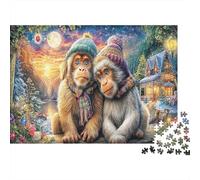 1000 Pieces Winter Monkey Paper Puzzle for Adults Mind Training Educational Jigsaw for Home Wall Decor 70x50cm/1000pcs