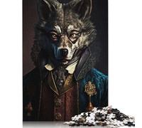 1000 Pieces Wolf Aristocrat Jigsaw Square Puzzle for Adults Wooden Puzzles Unique Challenge Games 1000pcs (75x50cm)