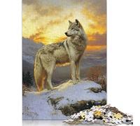 1000 Pieces Wolf at Sunset for Adults Difficult Jigsaw Paper Puzzle for Adults Christmas Eve Gifts 1000pcs (75x50cm)