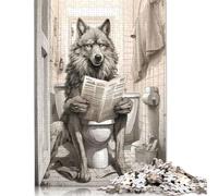 1000 Pieces Wolf Bathroom Business Jigsaw Puzzles Adults Difficulty Puzzles Strengthen Relationships between Family Members (38x26cm)