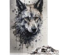 1000 Pieces Wolf Beauty Black Ink Jigsaw Puzzles Wooden Puzzles for Adults & Teenager Jigsaw Puzzles for Adults 1000pcs (75x50cm)