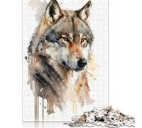 1000 Pieces Wolf Watercolor Jigsaw Puzzles Wooden Puzzles for Adults & Teenager Jigsaw Puzzles for Adults 1000pcs (75x50cm)
