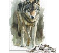 1000 Pieces Wolf Watercolor Painting for Adults Difficult Jigsaw Puzzles Wooden Puzzle for Adults And Teenager Funny Jigsaw Puzzles 1000pcs (75x50cm)