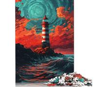 1000 Pieces Wooden Jigsaw Puzzle Colourful Lighthouses Puzzles Adults Jigsaws Puzzles Toys Great Christmas And Birthday Gifts for Family 1000pcs (75x50cm)
