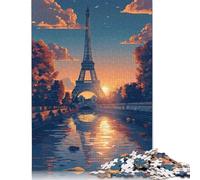 1000 Pieces Wooden Jigsaw Puzzle Eiffel Tower at Sunset Puzzles Adults Jigsaws Puzzles Toys Great Christmas And Birthday Gifts for Family 1000pcs (75x50cm)