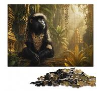 1000 Pieces Wooden Jigsaw Puzzle for Adults, Black and Gold Monkey | Visual matching and sorting: a practical indoor pastime at your own pace.