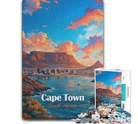 1000 Pieces Wooden Jigsaw Puzzle for Adults, Cape Town South Africa Sunset | A focused indoor hobby - a simple way to organise the image alone or together.