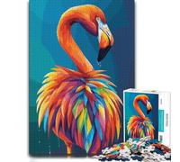 1000 Pieces Wooden Jigsaw Puzzle for Adults, Colorful Flamingo Digital Art | Border-first building - a simple way to organise the image on quiet evenings.