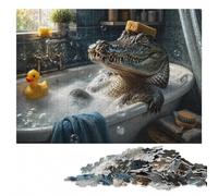 1000 Pieces Wooden Jigsaw Puzzle for Adults, Crocodile Alligator Toilet | Adult Puzzle: solo or shared puzzle time during indoor leisure.
