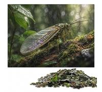 1000 Pieces Wooden Jigsaw Puzzle for Adults, Green Insect on Tree Bark | Image-area sorting - a simple way to organise the image on quiet evenings.
