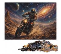 1000 Pieces Wooden Jigsaw Puzzle for Adults, Motorcycle Astronaut Space | For adults: Adult Jigsaw Puzzle - visual matching for a more organised build on weekends.