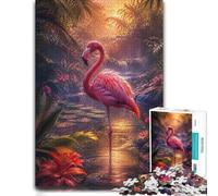 1000 Pieces Wooden Jigsaw Puzzle for Adults, Pink Flamingo Jungle Waterfall | Puzzle for Adults: easy-to-see colour differences for piece grouping over several sessions.