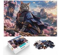 1000 Pieces Wooden Jigsaw Puzzle for Adults, Samurai Cat Japanese Castle | Christmas puzzle gift for adults with solo or shared puzzle time at home.