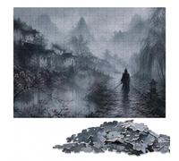 1000 Pieces Wooden Jigsaw Puzzle for Adults, Samurai Walking in the Rain | Gift for puzzle lovers: activity for family time alone or together.