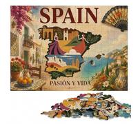 1000 Pieces Wooden Jigsaw Puzzle for Adults, Spain Pasión y Vida Travel | Puzzle for Adults - shared home puzzle activity over several sessions.