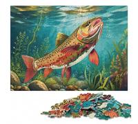 1000 Pieces Wooden Jigsaw Puzzle for Adults, Trout in Underwater World | Adult Puzzle: tabletop activity for adults in spare time.