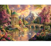 1000 Pieces Wooden Jigsaw Puzzle Of Adult Garden By The Lake Landscape Puzzles Games, Adult Stress Relief Painting Puzzle Wall Decor,Impossible Puzzles Skill Game