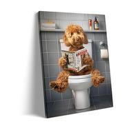1000 Pieces Wooden Puzzle for Adults Funny Dog Sitting on Toilet and Reading Newspaper. Humorous Pet Lover. Bathroom and Toilet. Weird