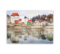 1000 Pieces Wooden Puzzle for Adults Landmarks of Germany -Passau Town Over Danube and Inn River Suitable for Those Who Like Challenging Family Leisure and Entertainment Toys