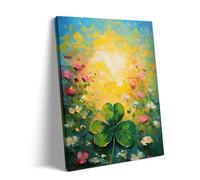 1000 Pieces Wooden Puzzle for Adults St. Patrick's Day Clover and Spring Flowers Lucky Four-Leaf Clover St. Patrick's Day
