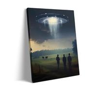 1000 Pieces Wooden Puzzle for Adults UFO Retro Alien Spaceship Kidnapping Retro Science Fiction UFO Unique Gift