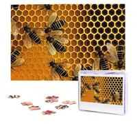 1000 Pieces Wooden Puzzles for Adults, Bees On Hive Personalized Jigsaw Puzzle Interesting Custom Photo Puzzles Gift for Holiday Birthday Wedding Anniversay