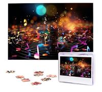 1000 Pieces Wooden Puzzles for Adults, Colorful Music Notes Personalized Jigsaw Puzzle Interesting Custom Photo Puzzles Gift for Holiday Birthday Wedding Anniversay