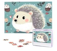 1000 Pieces Wooden Puzzles for Adults, Cute Cartoon Hedgehog Personalized Jigsaw Puzzle Interesting Custom Photo Puzzles Gift for Holiday Birthday Wedding Anniversay