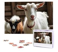 1000 Pieces Wooden Puzzles for Adults, Cute Goat Personalized Jigsaw Puzzle Interesting Custom Photo Puzzles Gift for Holiday Birthday Wedding Anniversay