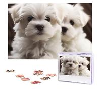 1000 Pieces Wooden Puzzles for Adults, Cute Maltese Puppy Personalized Jigsaw Puzzle Interesting Custom Photo Puzzles Gift for Holiday Birthday Wedding Anniversay