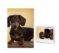 1000 Pieces Wooden Puzzles for Adults Jigsaw Puzzle Difficult Personalized Picture Puzzles A Cute Dachshund Funny Wood Puzzle Modern Home Decor Wall Art Unique Gift (29.5" x 19.7")