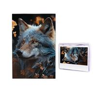 1000 Pieces Wooden Puzzles for Adults Jigsaw Puzzle Difficult Personalized Picture Puzzles Autumn Leaves and a Wolf Funny Wood Puzzle Modern Home Decor Wall Art Unique Gift (29.5" x 19.7")