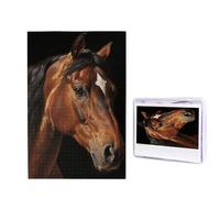 1000 Pieces Wooden Puzzles for Adults Jigsaw Puzzle Difficult Personalized Picture Puzzles Brown Horse Funny Wood Puzzle Modern Home Decor Wall Art Unique Gift (29.5" x 19.7")