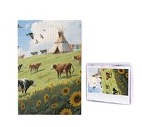 1000 Pieces Wooden Puzzles for Adults Jigsaw Puzzle Difficult Personalized Picture Puzzles Cow Sunflower Navajo Funny Wood Puzzle Modern Home Decor Wall Art Unique Gift (29.5" x 19.7")
