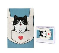 1000 Pieces Wooden Puzzles for Adults Jigsaw Puzzle Difficult Personalized Picture Puzzles Cute Kitten in Jean Pocket Funny Wood Puzzle Modern Home Decor Wall Art Unique Gift (29.5" x 19.7")